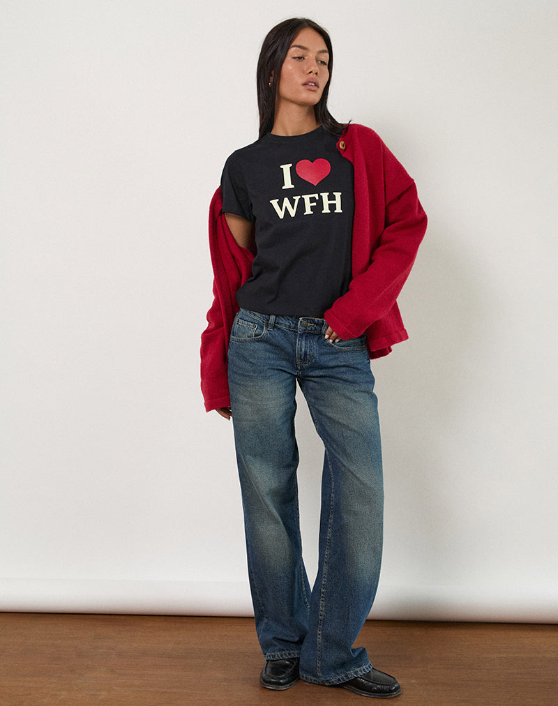 Sakha Top in Black with I Love WFH Slogan