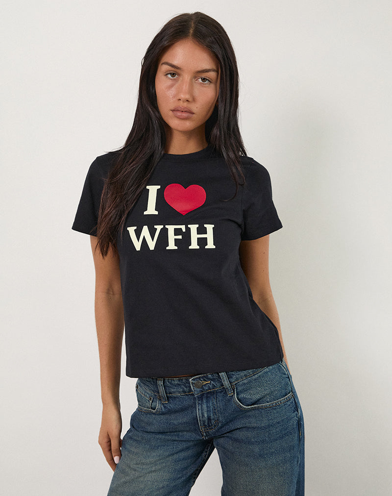 Sakha Top in Black with I Love WFH Slogan