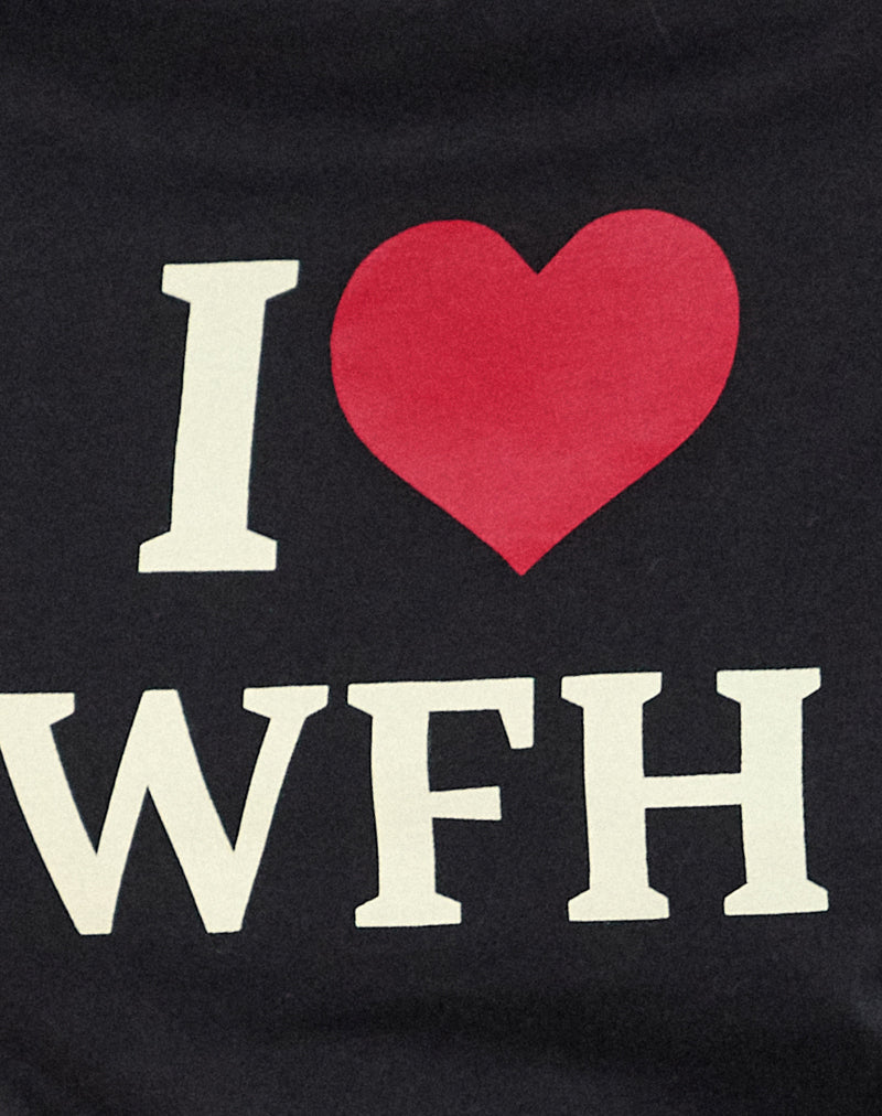 Sakha Top in Black with I Love WFH Slogan