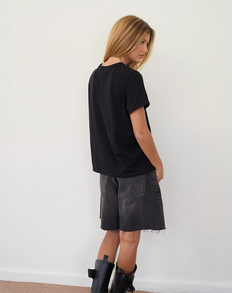 Saki Tee in Black with Don't Message Me Graphic