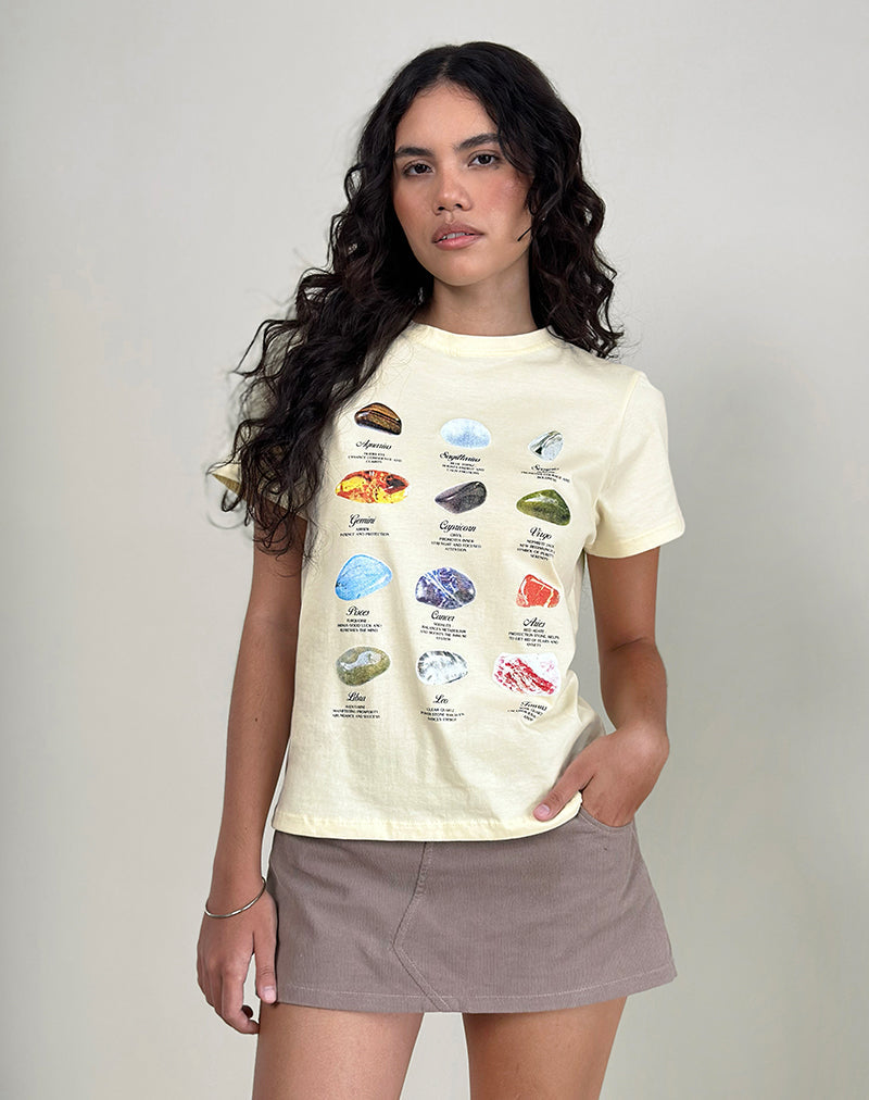 Saki Tee in Buttermilk Healing Stone Horoscope Print