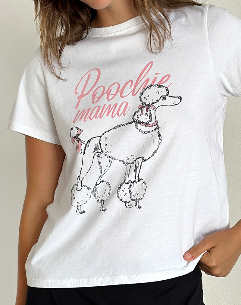 Saki Tee in White with Poodle Graphic