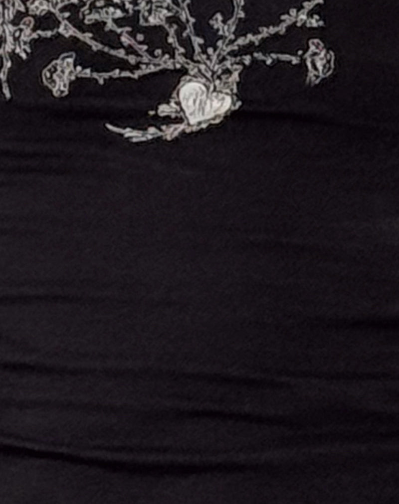 Salaka Long Sleeve Top in Black Script Heart Graphic