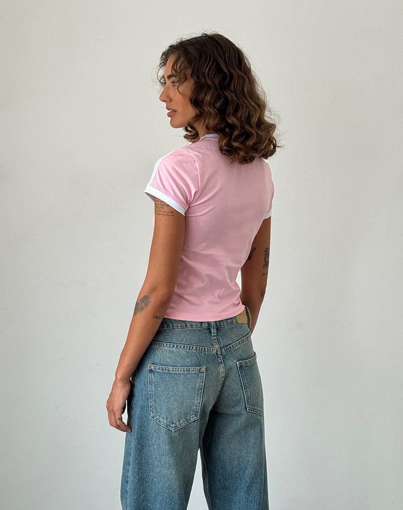 Salda Sporty Tee in Ballet Pink with White Binding