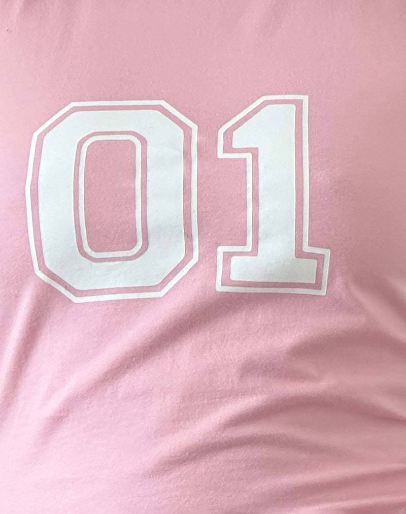 Salda Sporty Tee in Ballet Pink with White Binding