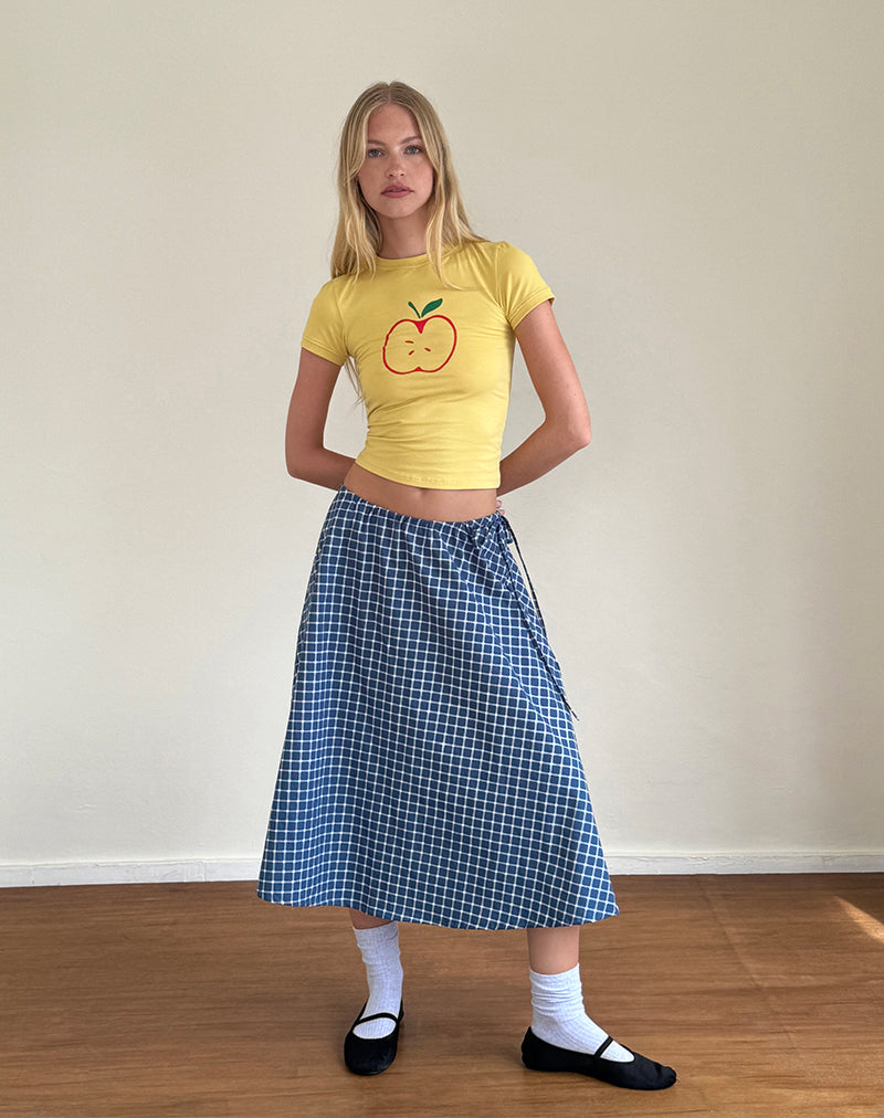 Salida Top in Yellow with Apple Motif