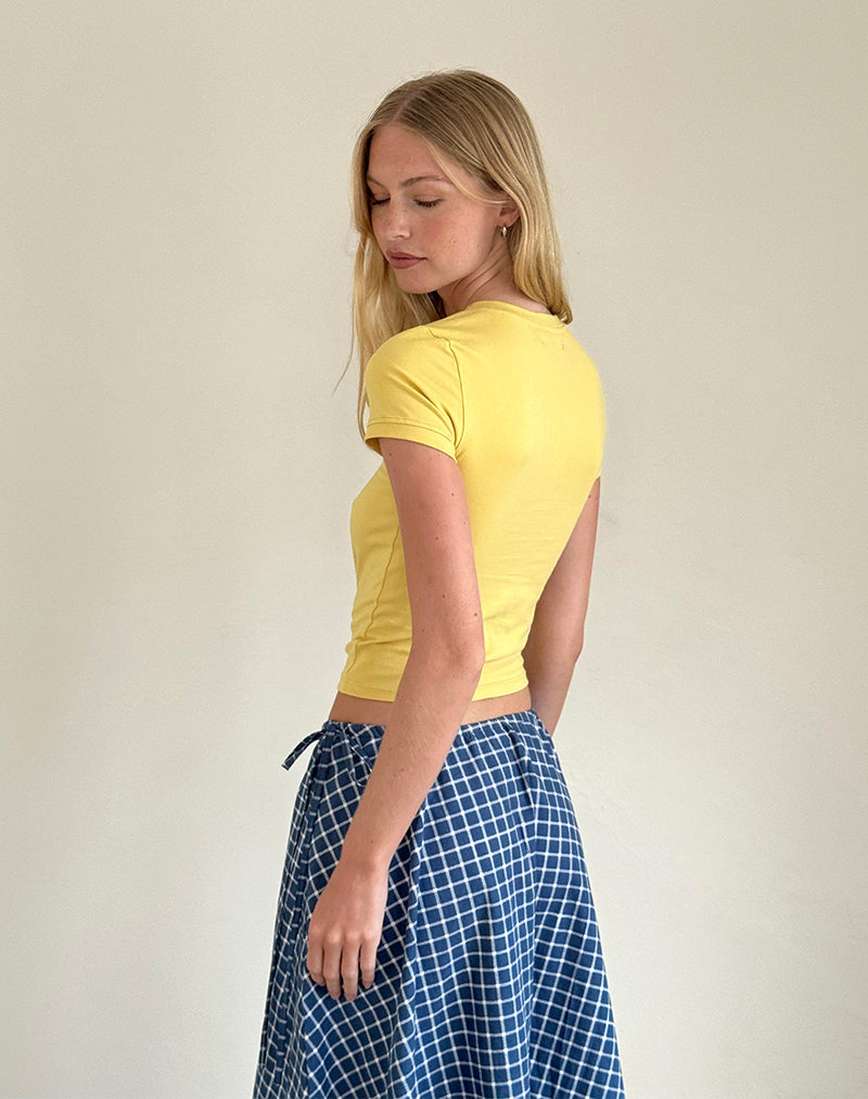 Salida Top in Yellow with Apple Motif