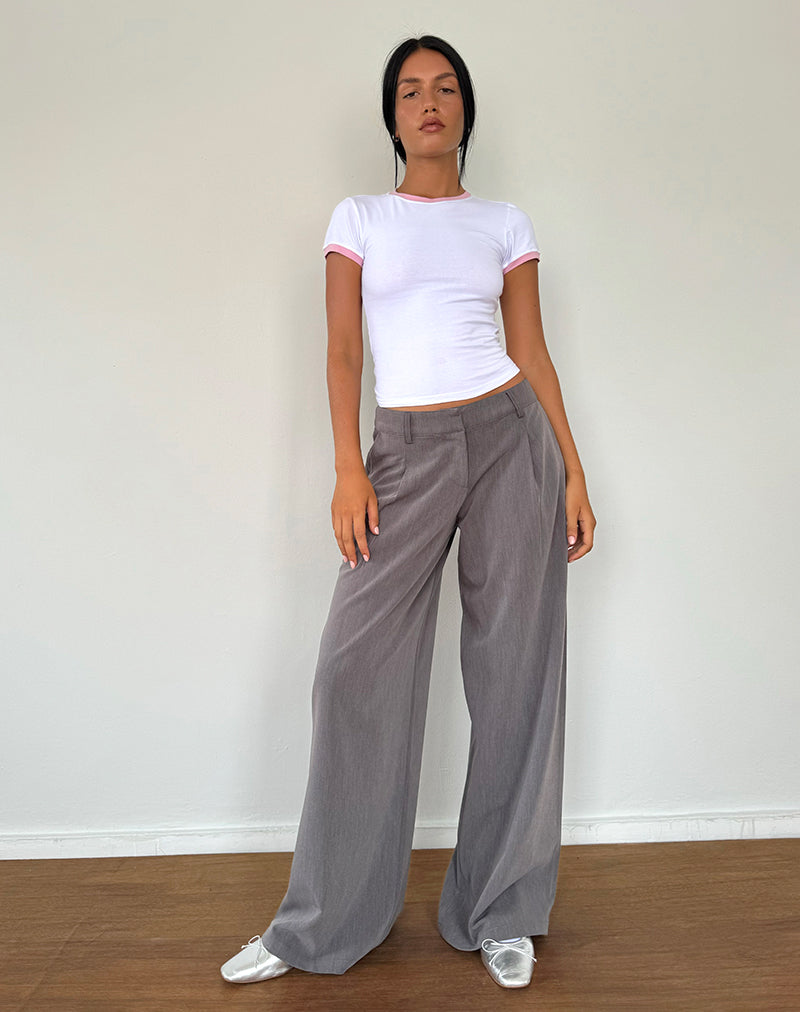 Salida Top in White with Flamingo Pink Binding