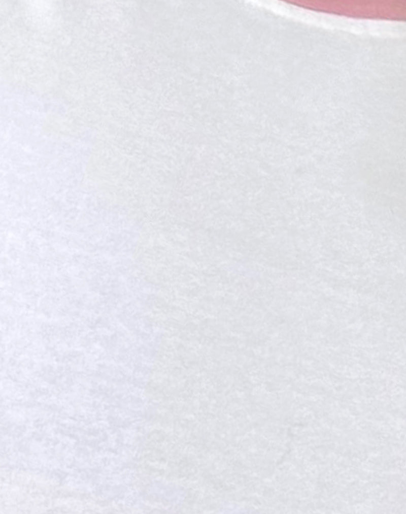 Salida Top in White with Flamingo Pink Binding