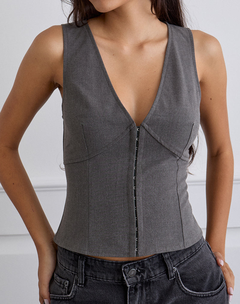 Salpa Plunge Top in Tailoring Charcoal