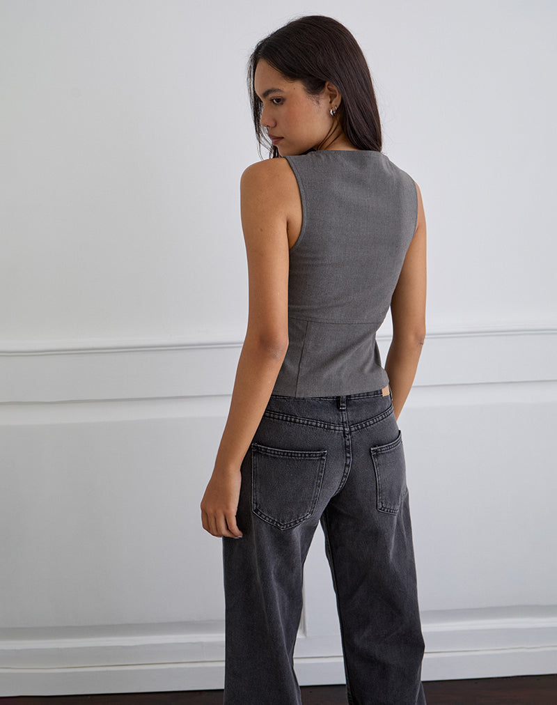 Salpa Plunge Top in Tailoring Charcoal