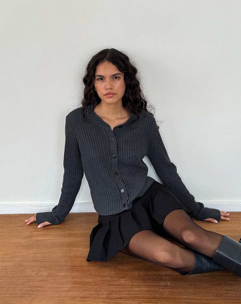 Samaya Knit Cardigan in Dark Charcoal