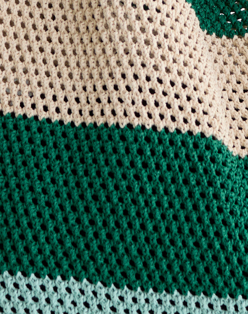 Zuni Knitted Bag in Stripe Green Blue