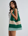 Zuni Knitted Bag in Stripe Green Blue
