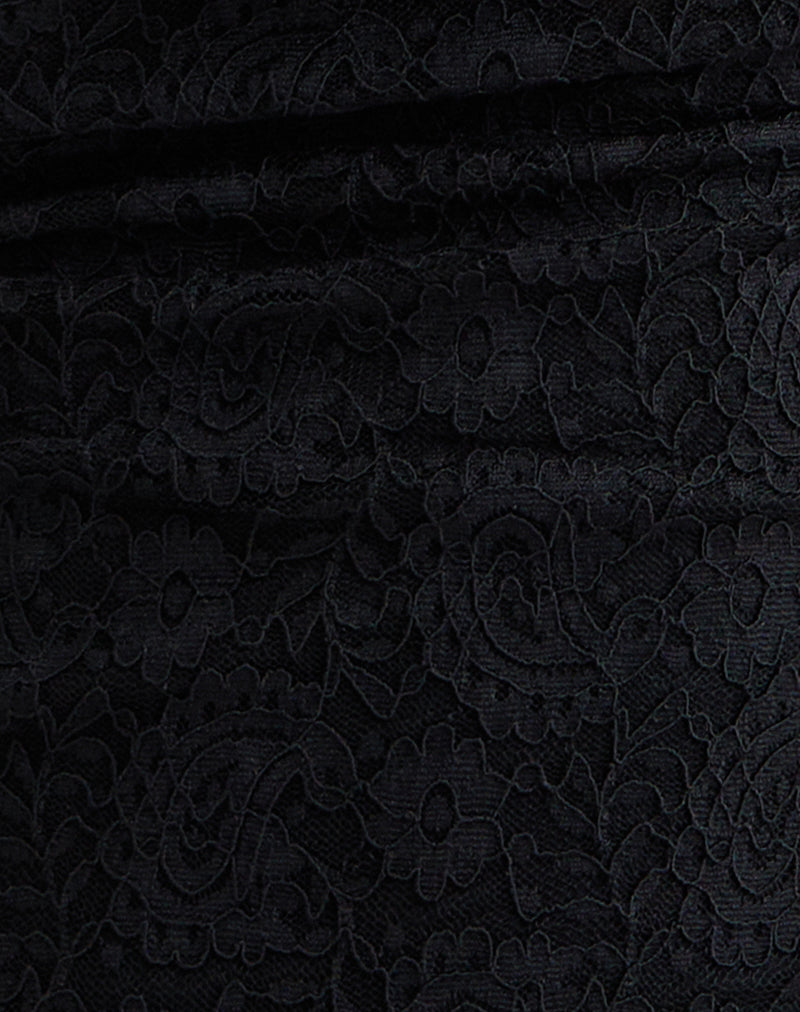 Samwell Halterneck Top in Paisley Lace Black