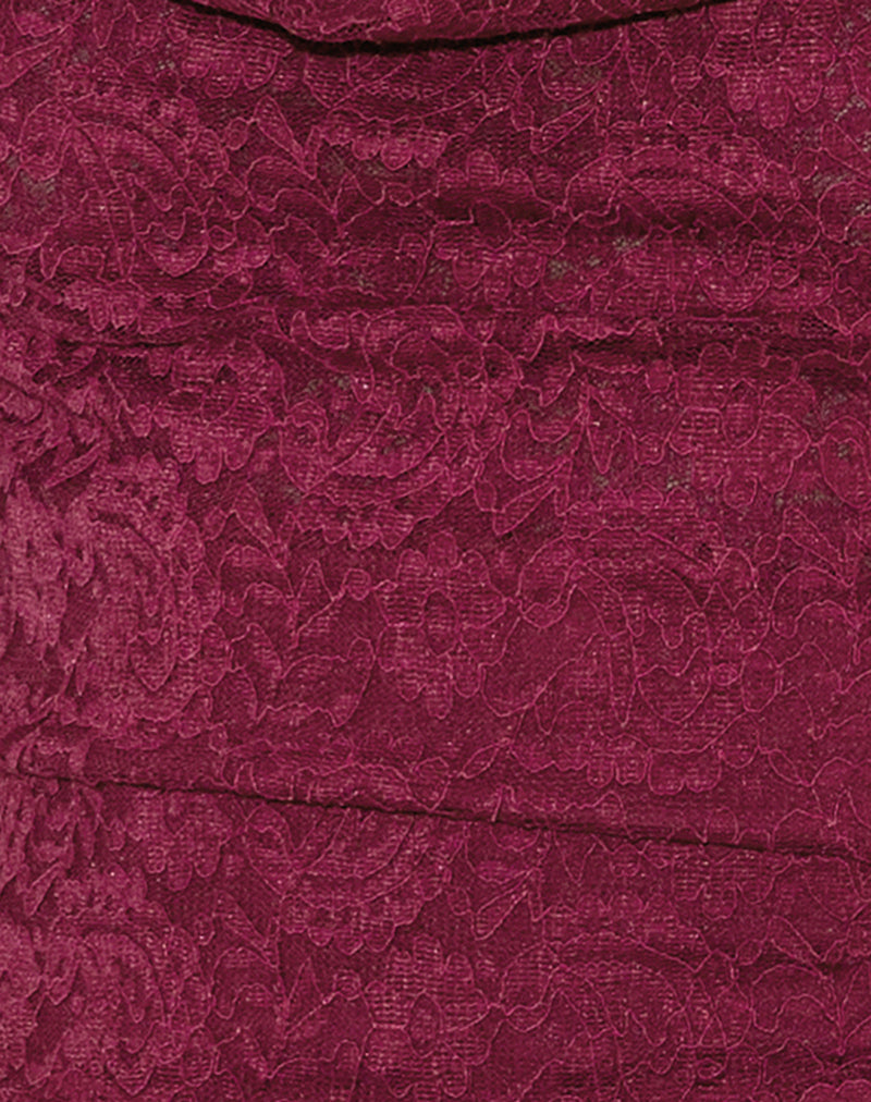 Samwell Halterneck Top in Paisley Lace Burgundy