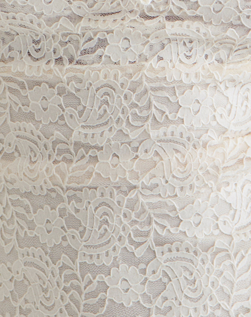 Samwell Halterneck Top in Paisley Lace Ivory