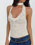 Samwell Halterneck Top in Paisley Lace Ivory