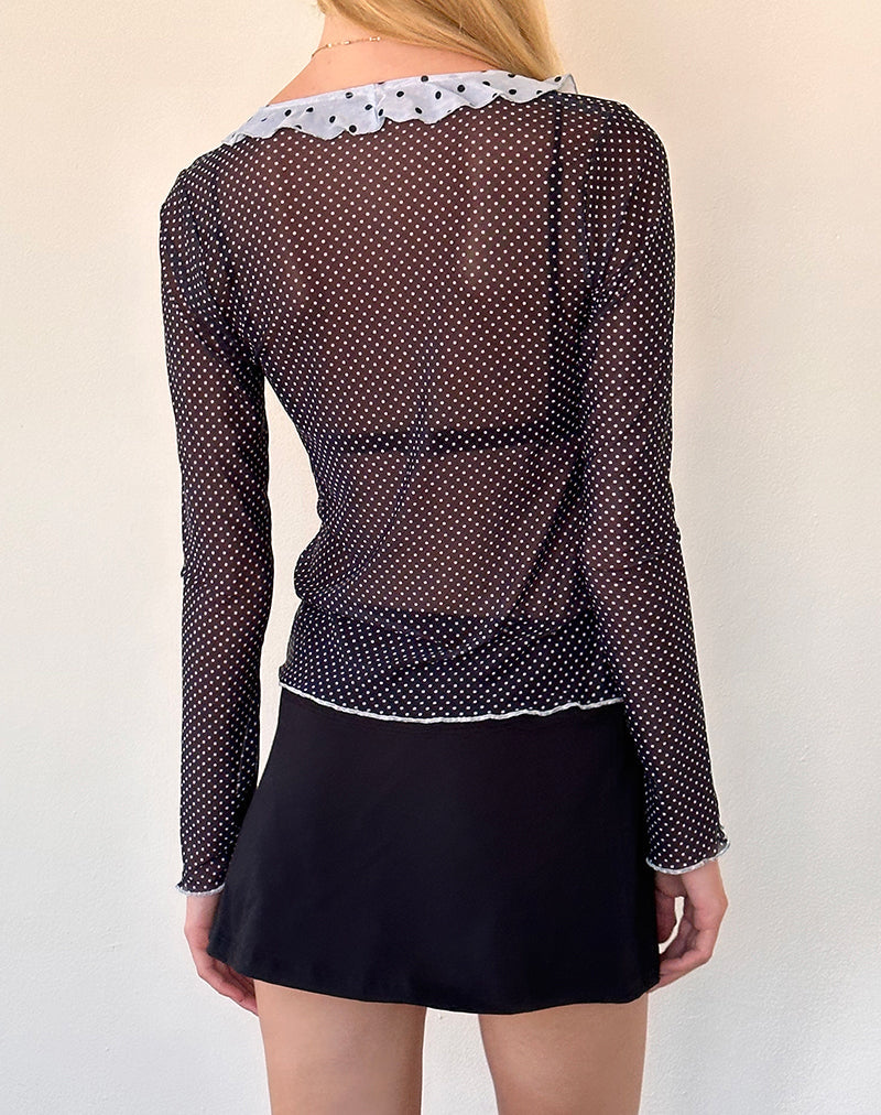 Saniya Cardigan in Blue and Black Basic Polka