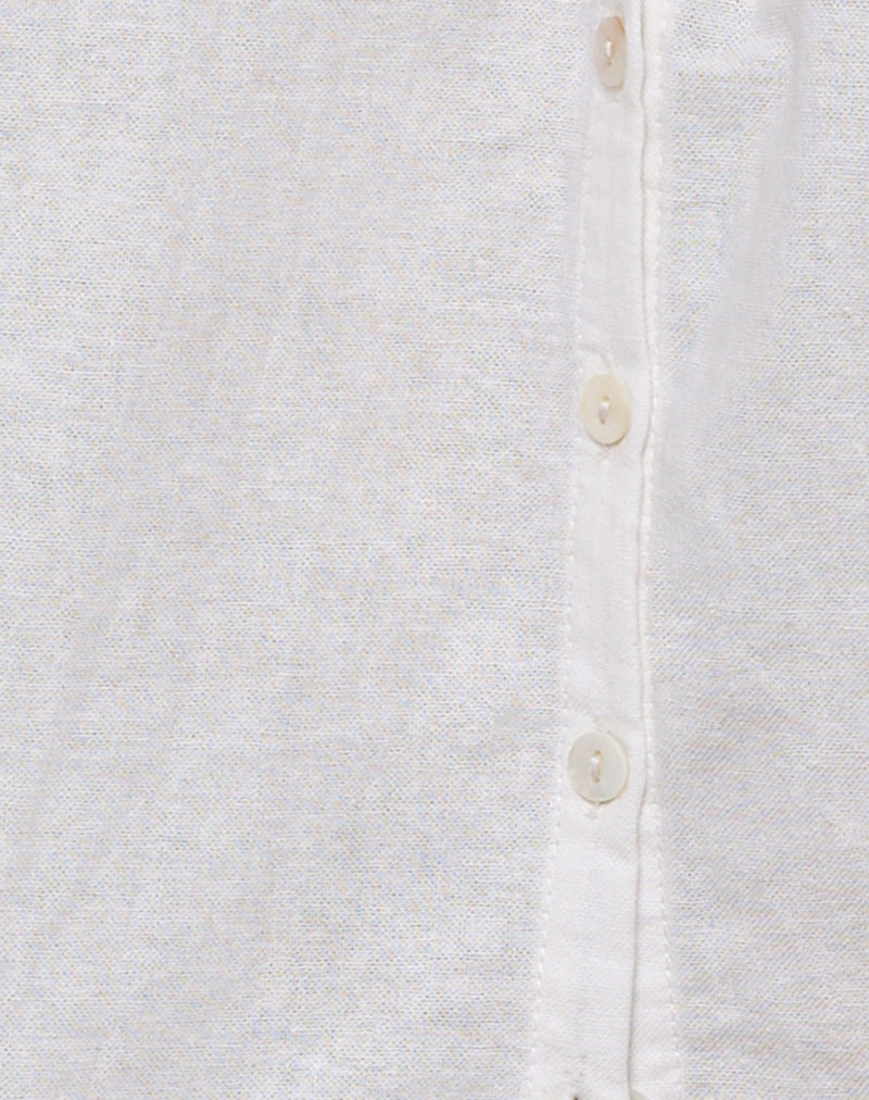 Sanja Scoop Button Top in Ivory