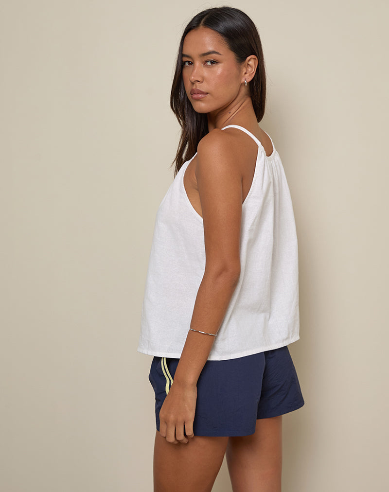Sanja Scoop Button Top in Ivory