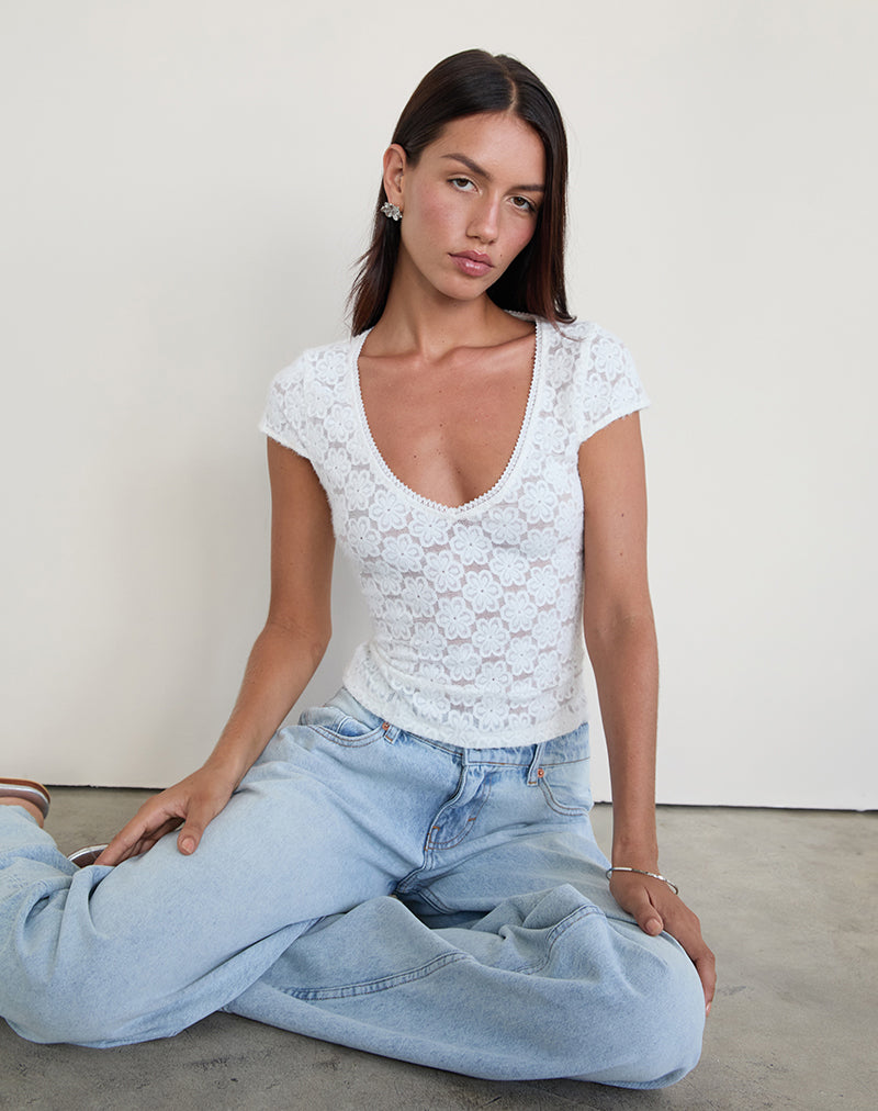 Sanjana Top in Lace Ivory