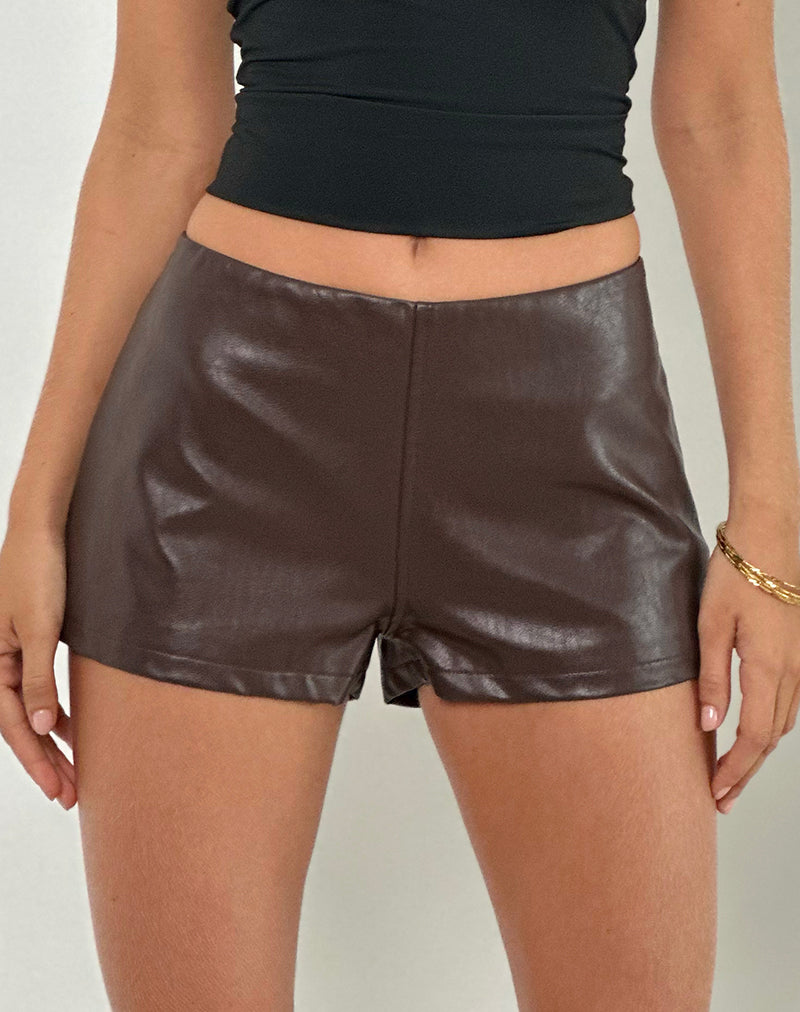 Sanne Hot Pants in PU Brown