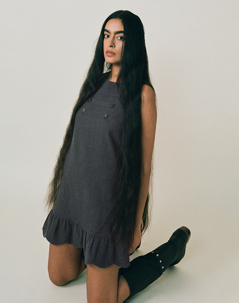 Saraya Mini Dress in Tailoring Grey Blue