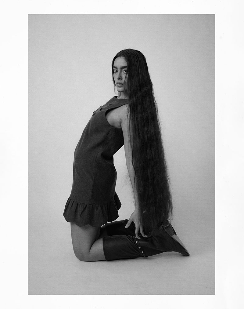 Saraya Mini Dress in Tailoring Grey Blue