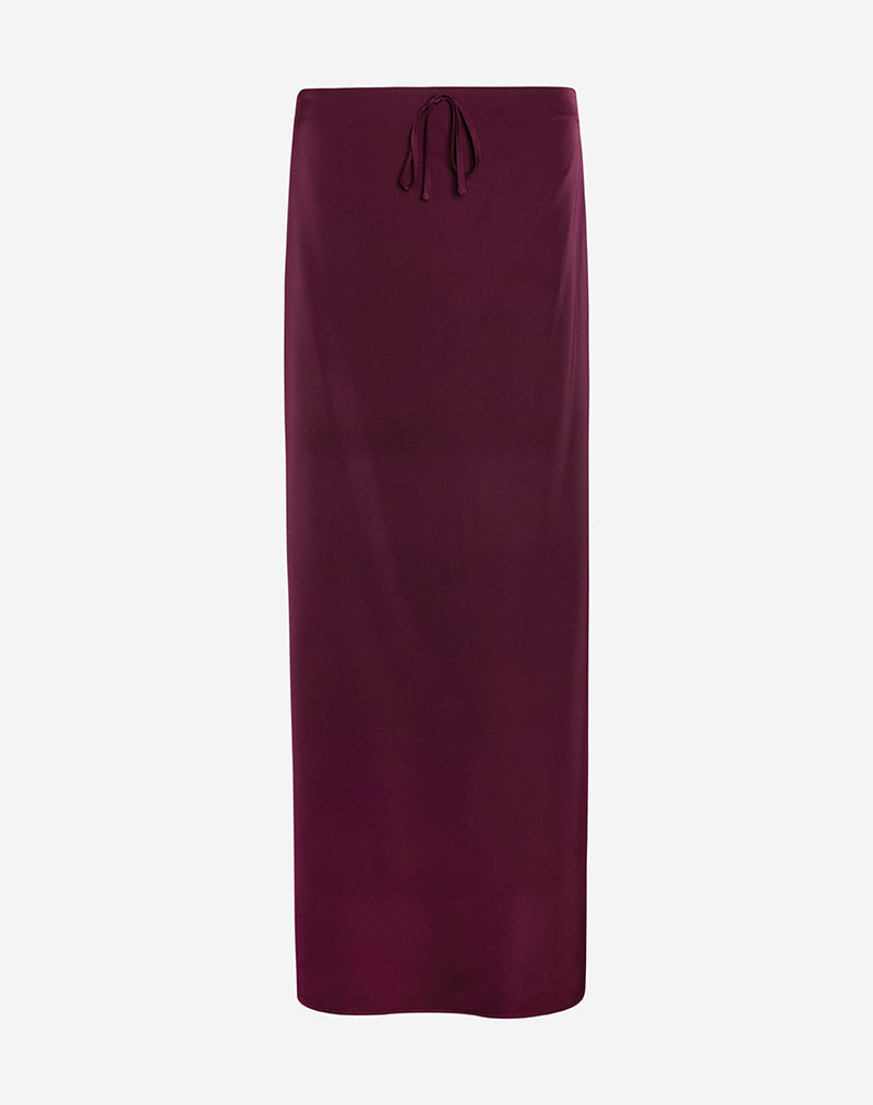 Sarinem Maxi Skirt in Satin Burgundy