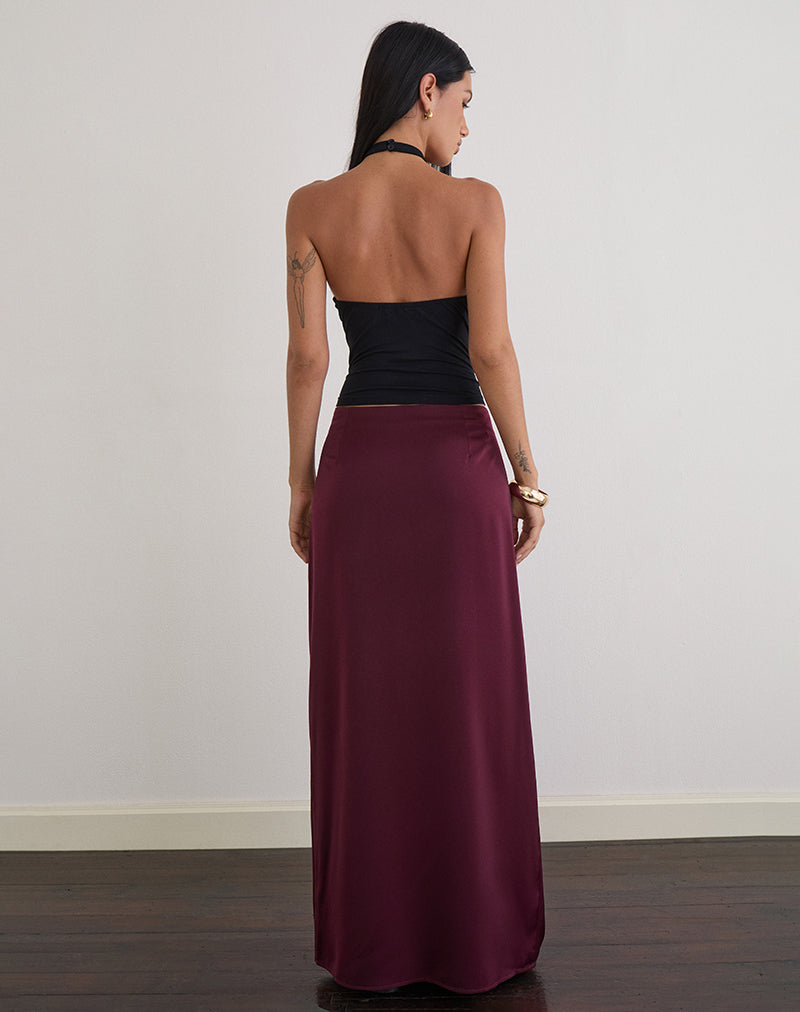 Sarinem Maxi Skirt in Satin Burgundy
