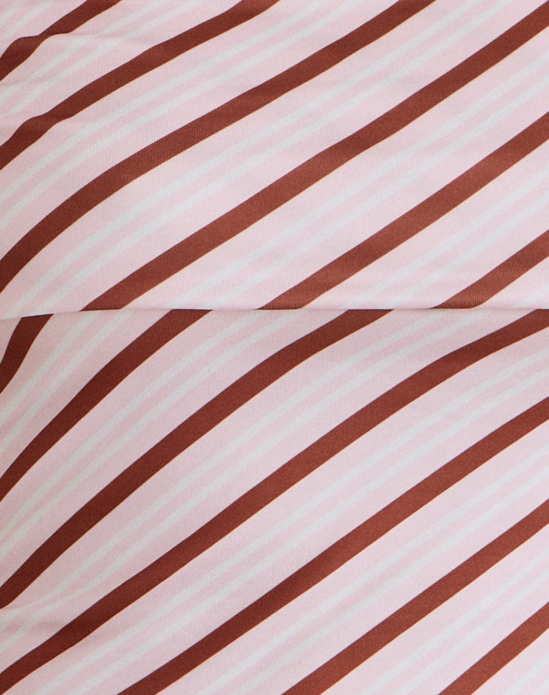 Sarla One Shoulder Top in Diagonal Stripe Pink