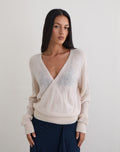 Saroya Plunge Wrap Top in Knit Ecru