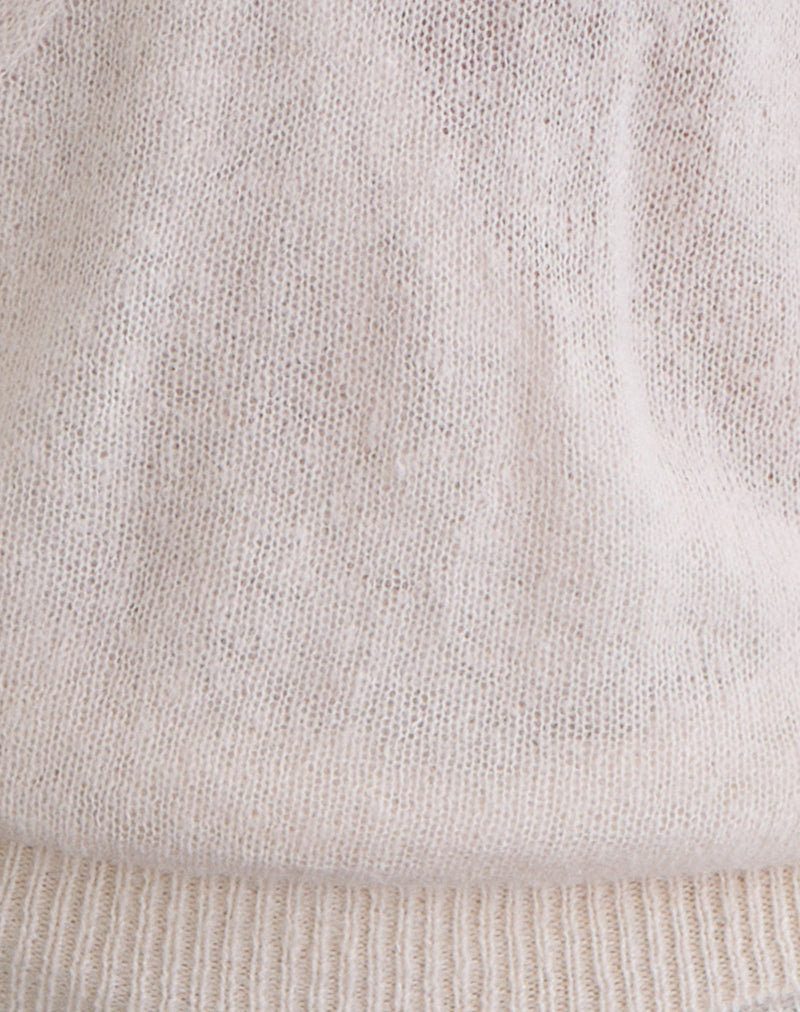 Saroya Plunge Wrap Top in Knit Ecru