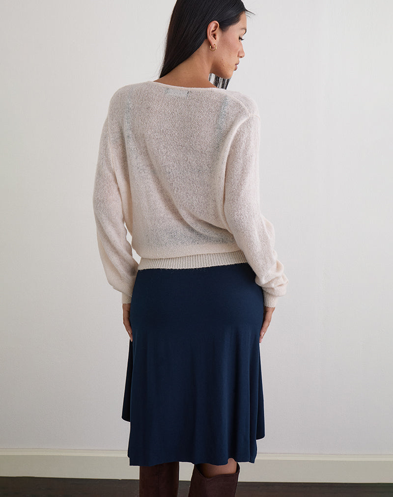 Saroya Plunge Wrap Top in Knit Ecru