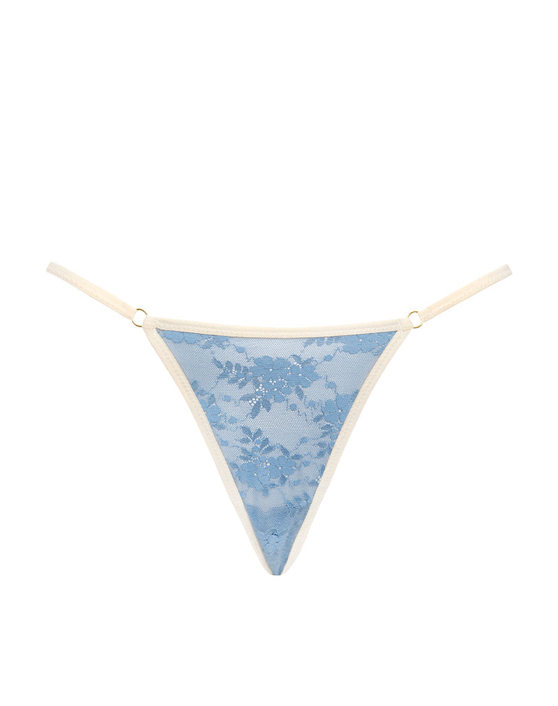 Sarua Thong in Blue Mesh with Ivory Binding