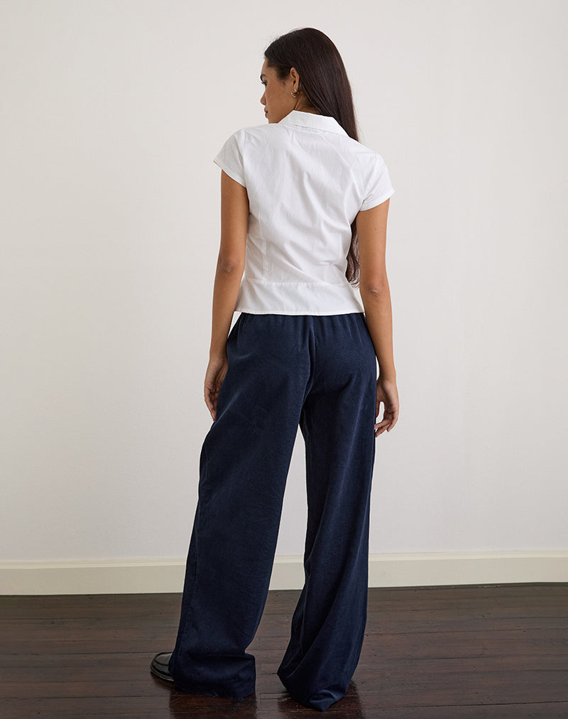Sasiya Waistband Trouser in Cord Navy