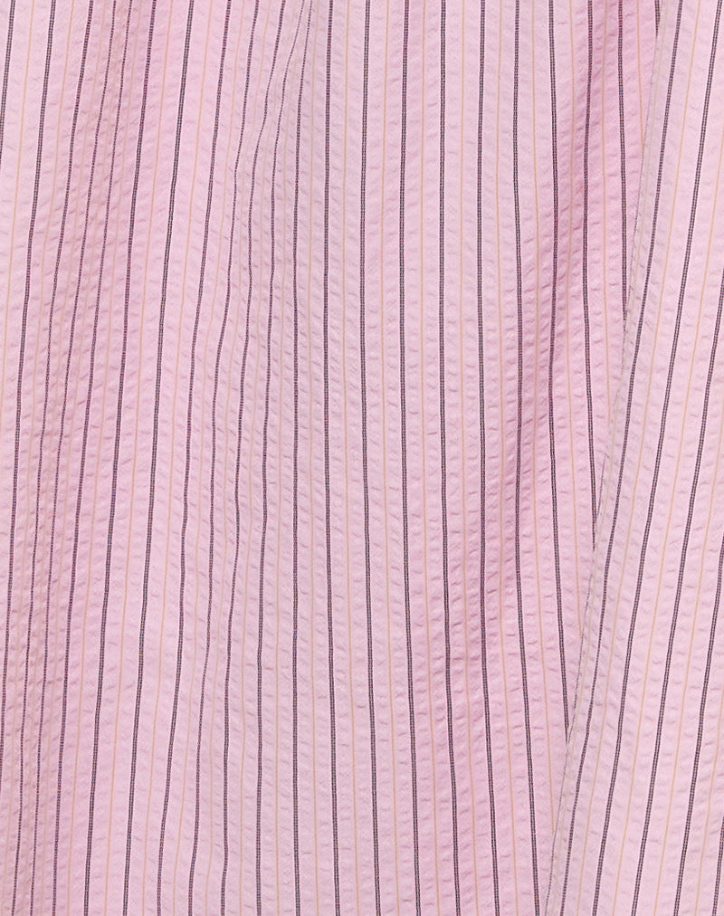 Sasori Smock Mini Dress in Pink Stripe