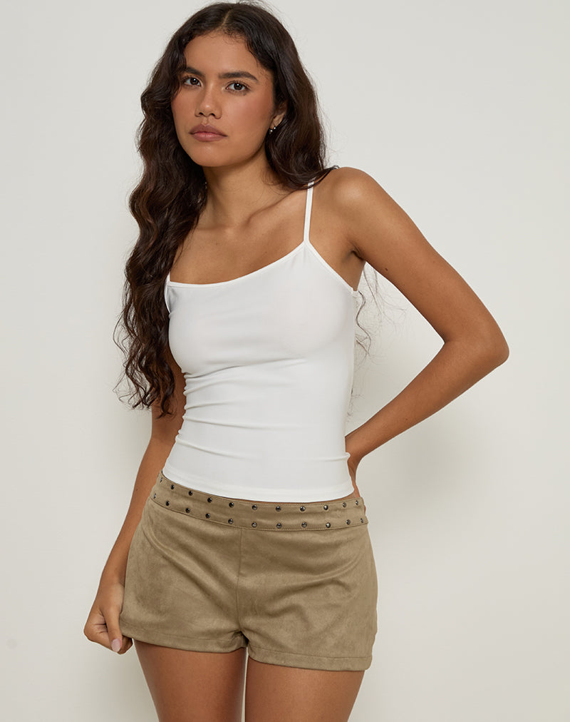 Saumya Hot Pant in Faux Suede Mushroom Grey