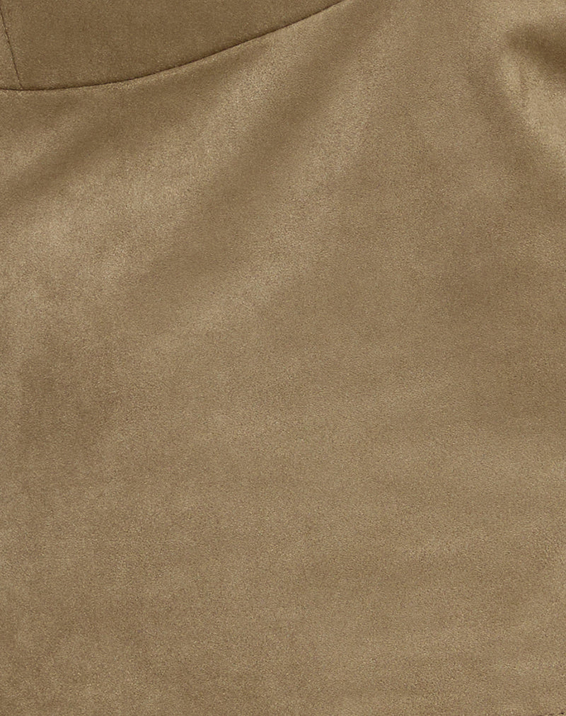Cressa Top in Faux Suede Mushroom Grey