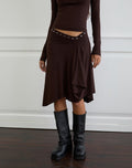 Emera Midi Skirt with Studs in Bitter Chocolate