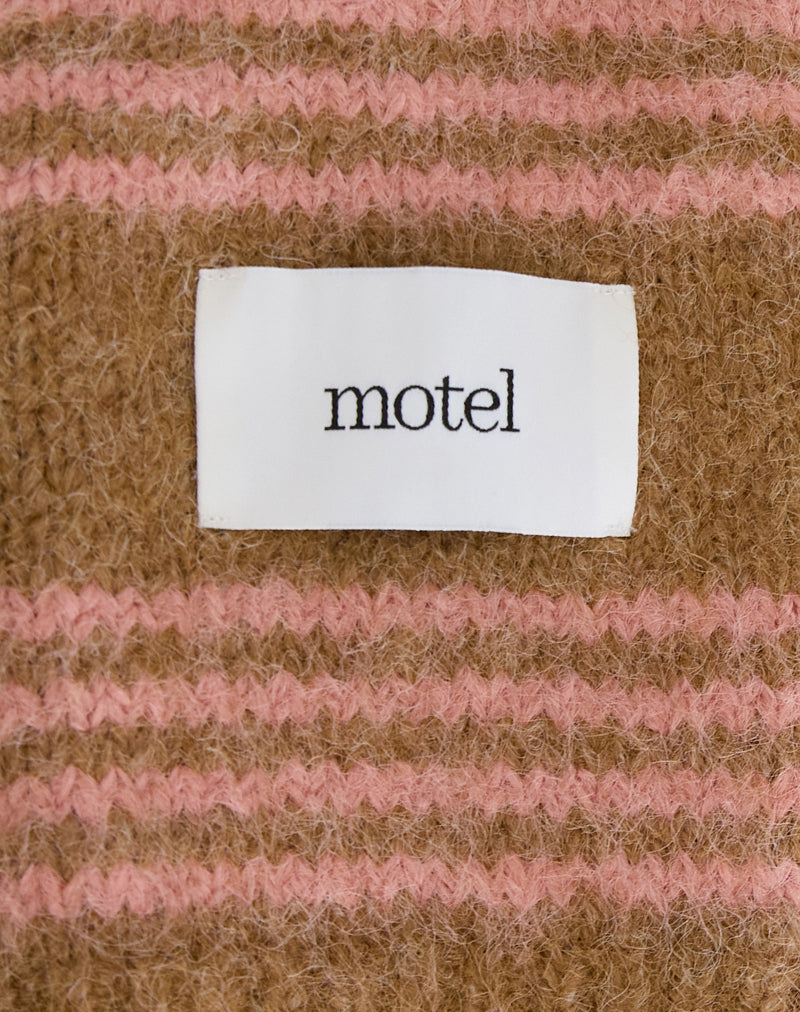 Scarf in Knit Pink Stripe Brushed Wool