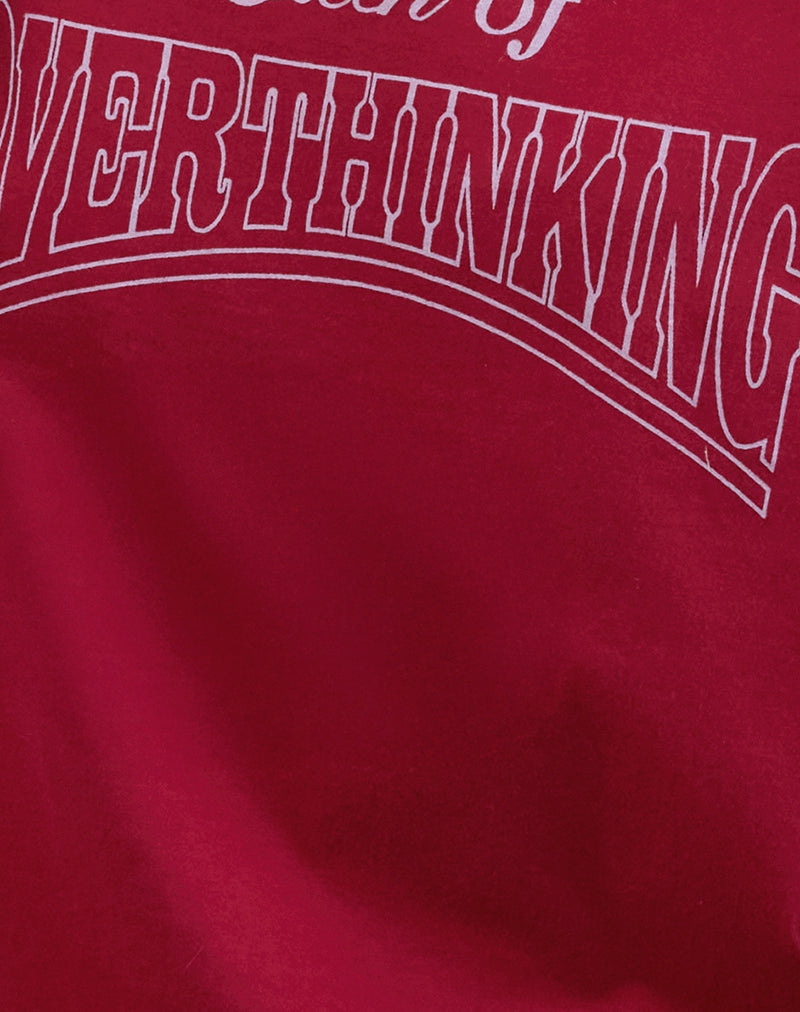 Scottie Slouchy Tee in Adrenaline Red with Overthinking Graphic