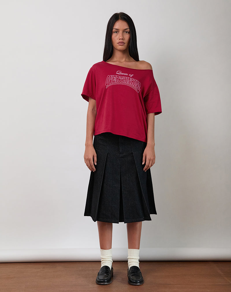 Scottie Slouchy Tee in Adrenaline Red with Overthinking Graphic