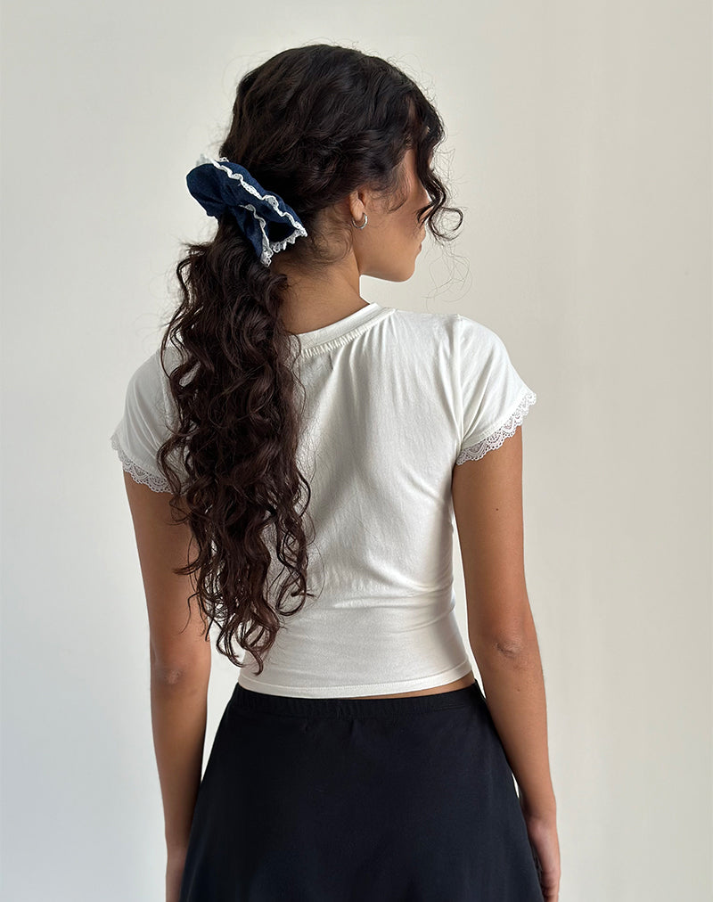 Scrunchie in Denim Chambray with Lace