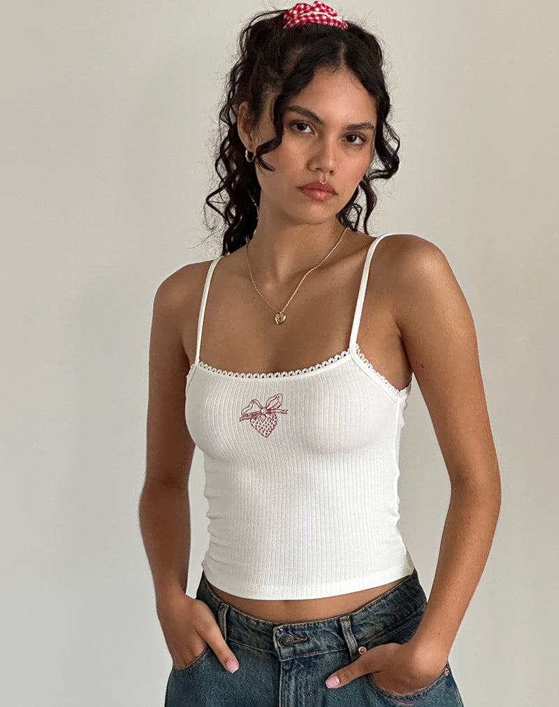 Scrunchie in Red Gingham with Lace