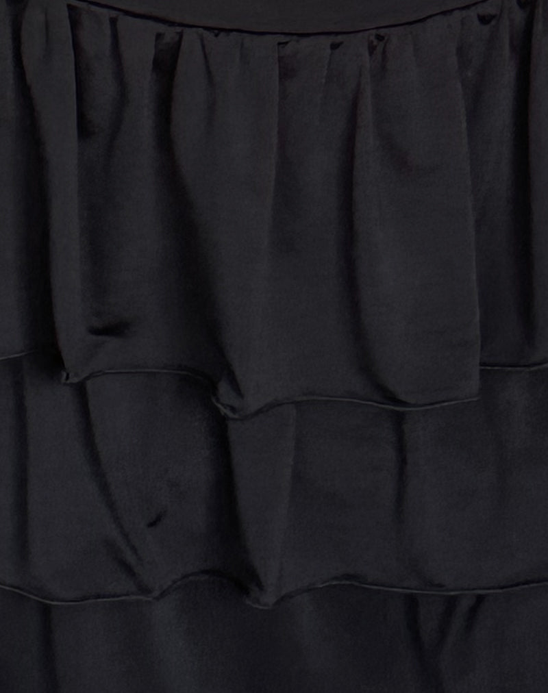 Sefone Tiered Mini Skirt in Slinky Black