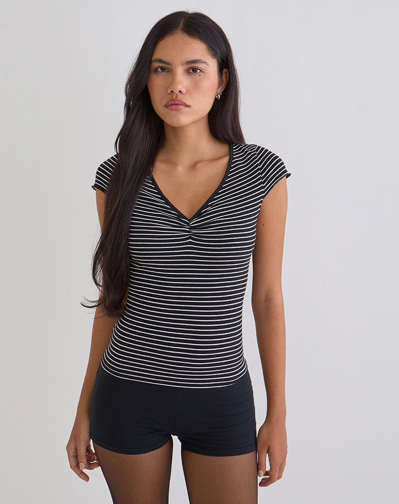 Seiren Top in Stripe Jersey Black and White