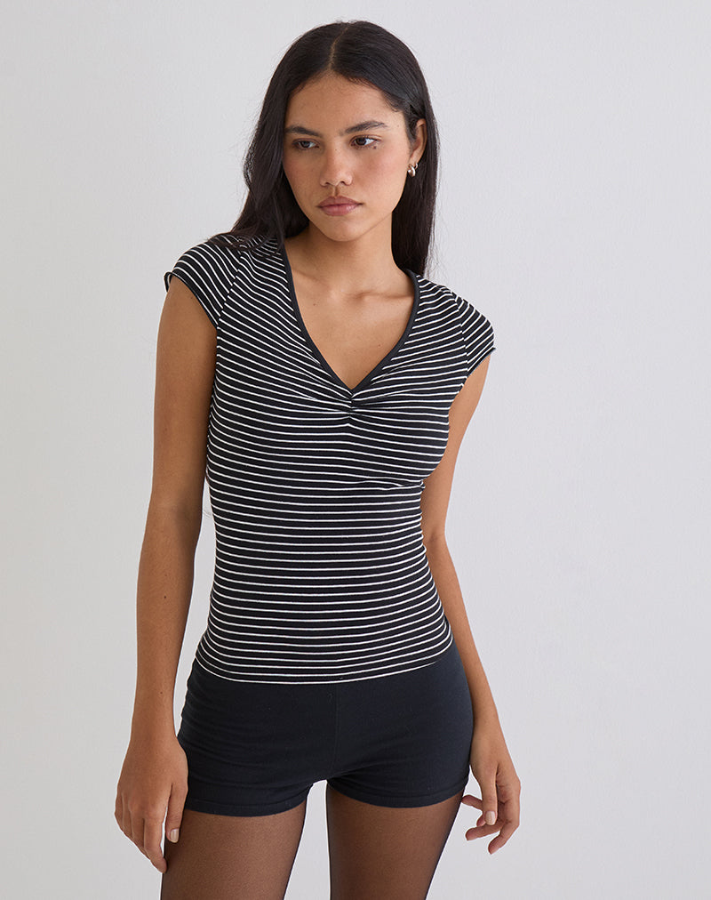 Seiren Top in Stripe Jersey Black and White