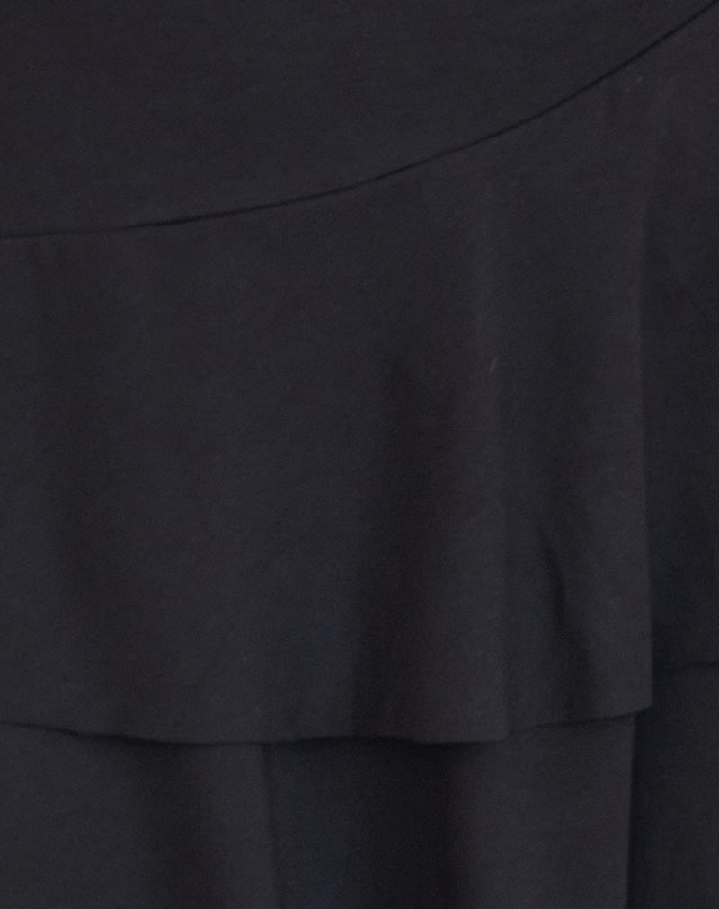 Semary Plunge Wrap Mini Dress in Black